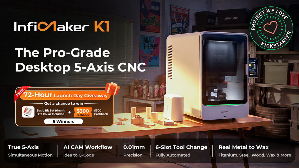 InfiMaker K1: The Pro-Grade Desktop 5-Axis CNC - official campaign image by InfiMaker
